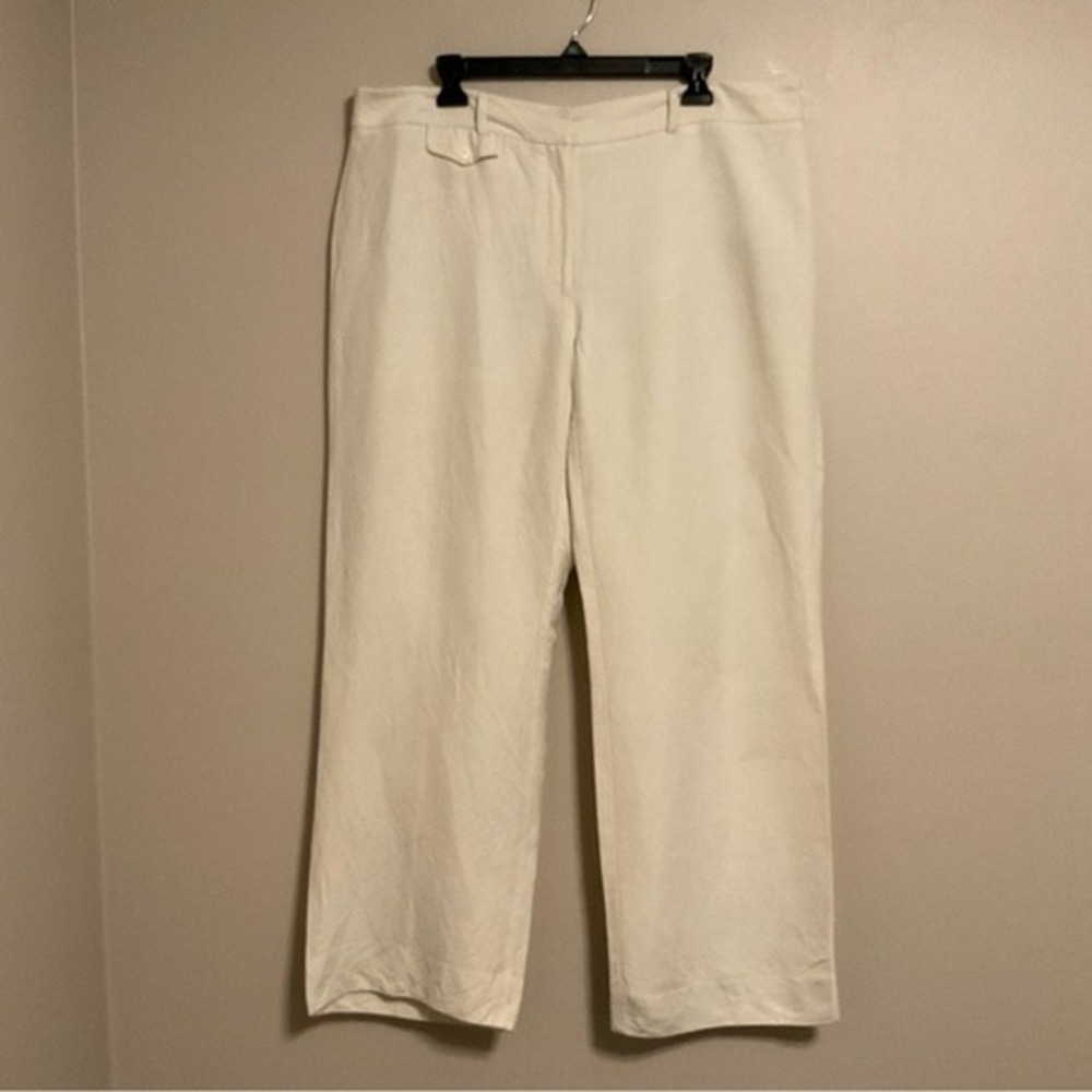 White House‎ Black Market Womens Linen Blend Cropped Wide Leg Pants Size 14